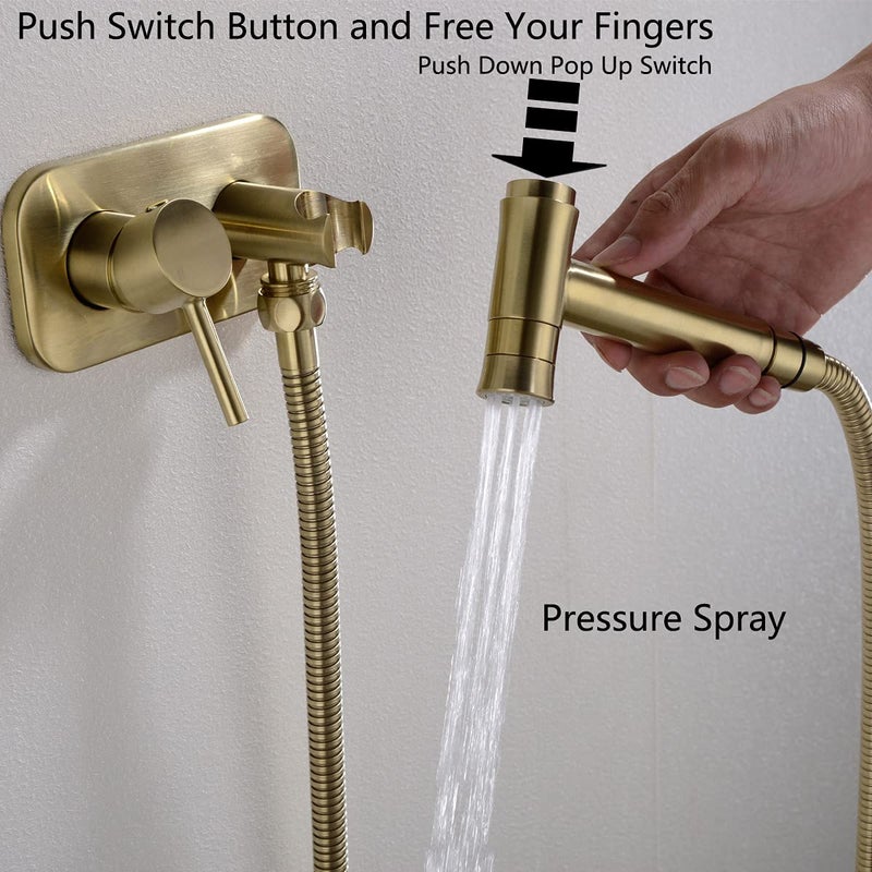 TRUSTMI Bathroom Concealed Hot and Cold Bidet Spray Set Hand Held Sprayer Shattaf Warm Water Toilet Attachment, Brushed Gold - Image 2